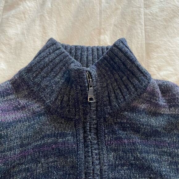 Banana Republic Sweater Medium Gray Purple 1/4 Zip Extra Fine Merino Wool - Picture 5 of 16